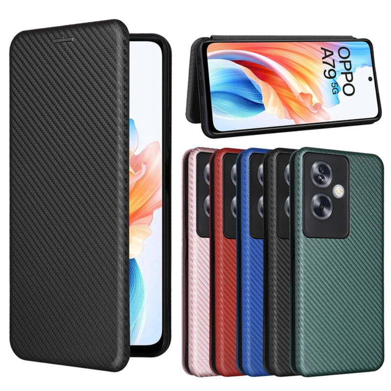 Load image into Gallery viewer, OPPO A79 5G (CPH2557, CPH2553) - Carbon Fiber Texture Flip Leather Phone Case - Polar Tech Australia
