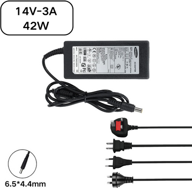 [14V-3A/42W][6.5*4.4] Samsung C23A550 C23A550U C27A750 C27A750X LTM1555 LTN1565 S19A100 S19A100N S19A300 S19A300B Laptop AC Power Supply Adapter Charger