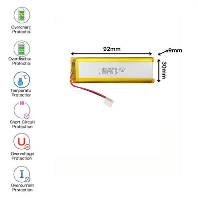 [PH2.0-JST Connector][903090] Universal 3200mAh 3.7V Rechargeable Li-Ion Lithium Polymer Battery - Polar Tech Australia