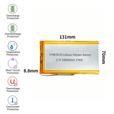 [PH2.0-JST Connector][8870129] Universal 10000mAh 3.7V Rechargeable Li-Ion Lithium Polymer Battery - Polar Tech Australia