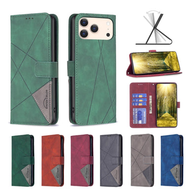 Apple iPhone 17 Pro - Rhombus Texture Magnetic Leather Phone Case