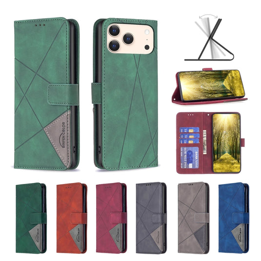 Apple iPhone 17 Pro - Rhombus Texture Magnetic Leather Phone Case