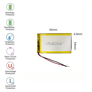 [PH2.0-JST Connector][595490/605590] Universal 4000mAh 3.7V Rechargeable Li-Ion Lithium Polymer Battery - Polar Tech Australia