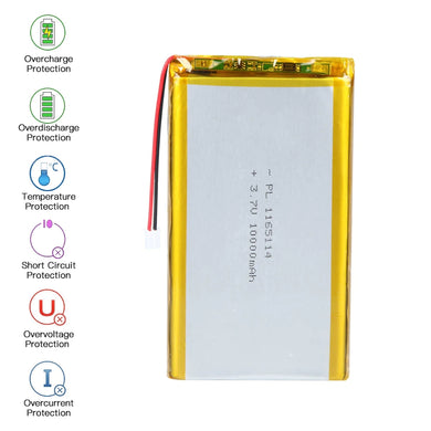 [PH2.0-JST Connector][1165114] Universal 10000mAh 3.7V Rechargeable Li-Ion Lithium Polymer Battery - Polar Tech Australia