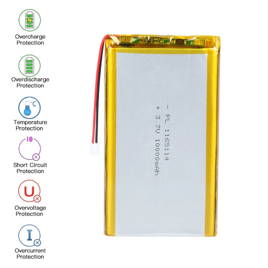 [PH2.0-JST Connector][1165114] Universal 10000mAh 3.7V Rechargeable Li-Ion Lithium Polymer Battery - Polar Tech Australia