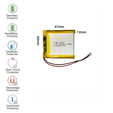 [PH2.0-JST Connector][124345] Universal 3600mAh 3.8V Rechargeable Li-Ion Lithium Polymer Battery - Polar Tech Australia