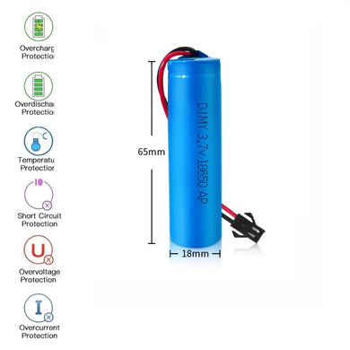 [JST SM 2 Pin Connector][18650] Universal 3000mAh 3.7V Rechargeable Li-Ion Lithium Polymer Battery - Polar Tech Australia