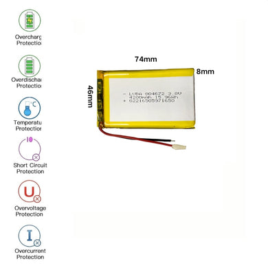 [PH2.0-JST Connector][804672] Universal 4200mAh 3.8V Rechargeable Li-Ion Lithium Polymer Battery - Polar Tech Australia