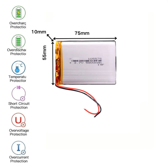 [PH2.0-JST Connector][105575] Universal 5800mAh 3.7V Rechargeable Li-Ion Lithium Polymer Battery - Polar Tech Australia