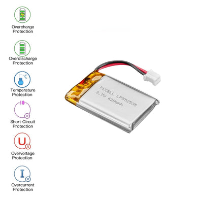 [PH2.0-JST Connector][502535] Universal 420mAh 3.7V Rechargeable Li-Ion Lithium Polymer Battery - Polar Tech Australia