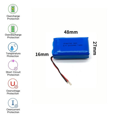 [PH2.0-JST Connector][162746] Universal 2000mAh 3.7V Rechargeable Li-Ion Lithium Polymer Battery - Polar Tech Australia