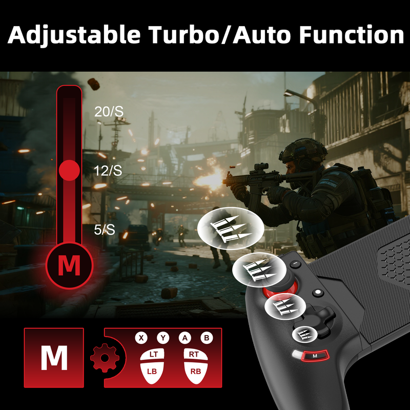 Load image into Gallery viewer, AB02S Wireless Game Controller for Switch &amp; iOS Hall Effect Joystick 6-Axis Gyro Turbo Programmable Dual Vibratio
