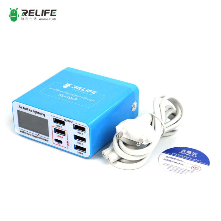 Cargue la imagen en el visor de la galería, [RL-304P] RELIFE Smart 6-Port Digital Display Lightning Charger - Polar Tech Australia
