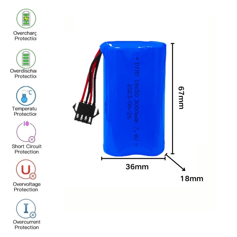 Load image into Gallery viewer, [JST SM 4Pin Connector][18650] Universal 3000mAh 7.4V Rechargeable Li-Ion Lithium Polymer Battery - Polar Tech Australia
