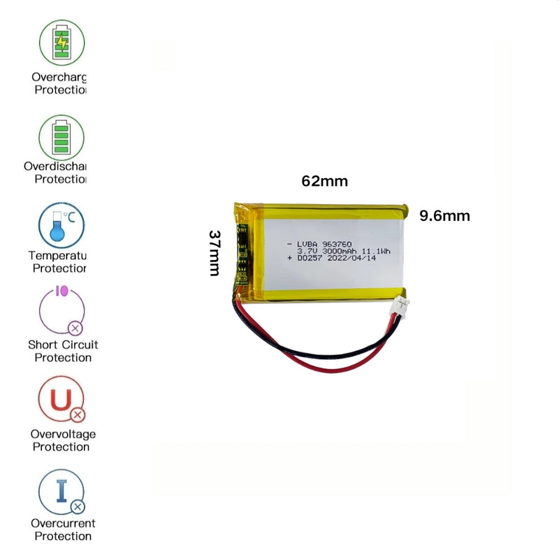Load image into Gallery viewer, [PH2.0-JST Connector][963760] Universal 3000mAh 3.7V Rechargeable Li-Ion Lithium Polymer Battery - Polar Tech Australia
