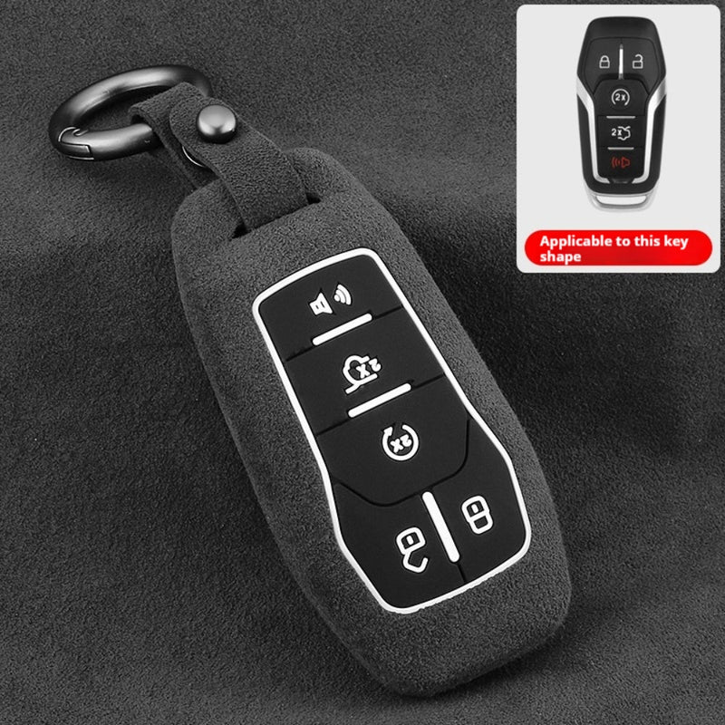 Load image into Gallery viewer, Ford High-Quality Suede Car Key Fob Protective Case Cover For Fusion, Mondeo, Mustang, Explorer, Edge, EcoSport
