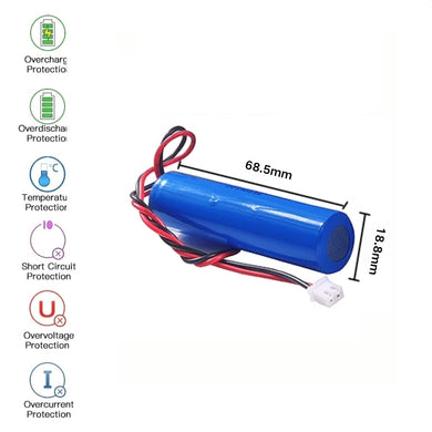 [PH2.0-JST Connector][18650] Universal 2000mAh 3.7V Rechargeable Li-Ion Lithium Polymer Battery - Polar Tech Australia