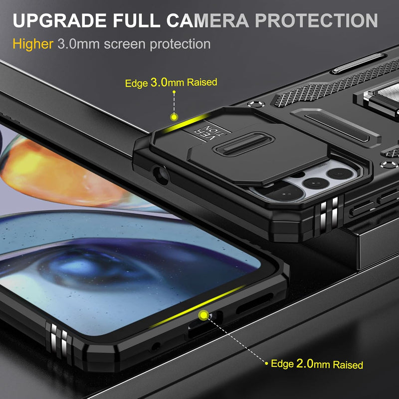 Chargez l&#39;image dans la visionneuse de la galerie, [Magnetic Rotable Kickstand][Slide Camera Cover] Motorola Moto G22 - Shield Shockproof Rugged Heavy Duty Case - Polar Tech Australia
