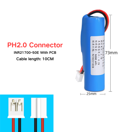 [PH2.0 Connector][21700] EVE 5000mAh 3.7V - Rechargeable Li-Ion Lithium Polymer Battery