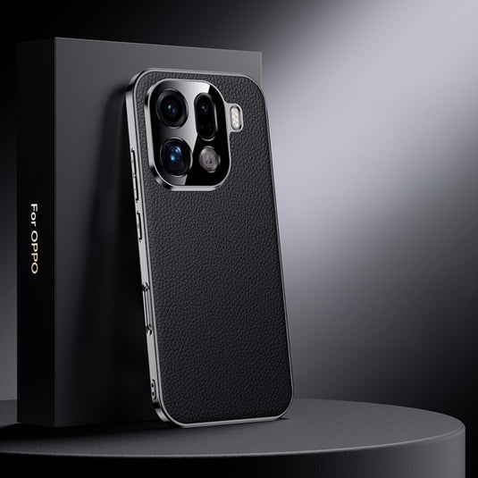 OPPO Find X9 - Electroplated Genuine Leather Pebbled Case