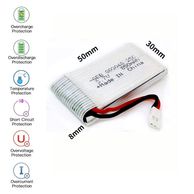 [PH2.0-JST Connector][803048] Universal 850mAh 3.7V Rechargeable Li-Ion Lithium Polymer Battery - Polar Tech Australia