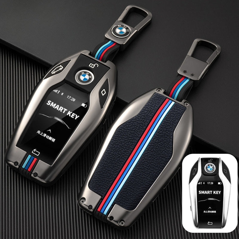 Load image into Gallery viewer, BMW Metal Shell &amp; Soft Silicone Full Protection Car Key Fob Case Cover For 5, 6, 7 Series, X3, X5, X6, X7
