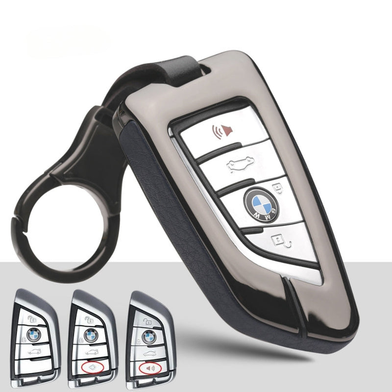 Load image into Gallery viewer, BMW Zinc Alloy + Leather Car Key Fob Case Cover For 1, 3, 4, 5, 6 Series, X3, X5, X6, X7
