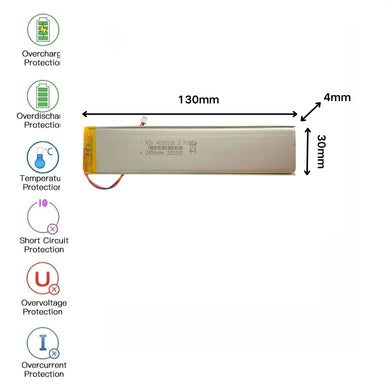 [PH2.0-JST Connector][4030130] Universal 2450mAh 3.7V Rechargeable Li-Ion Lithium Polymer Battery - Polar Tech Australia