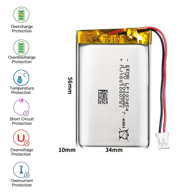 [PH2.0-JST Connector][103454] Universal 2000mAh 3.7V Rechargeable Li-Ion Lithium Polymer Battery - Polar Tech Australia
