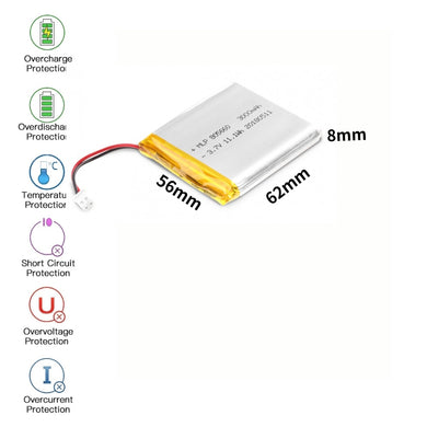 [PH2.0-JST Connector][805660] Universal 3000mAh 3.7V Rechargeable Li-Ion Lithium Polymer Battery - Polar Tech Australia