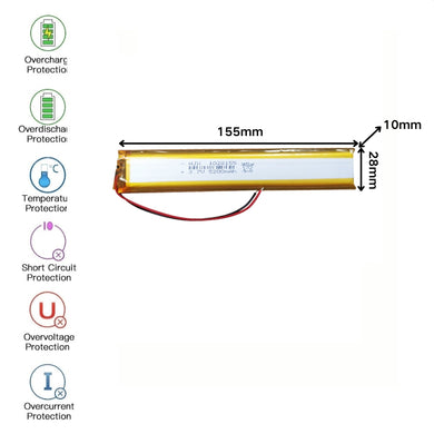 [PH2.0-JST Connector][1028155] Universal 5200mAh 3.7V Rechargeable Li-Ion Lithium Polymer Battery - Polar Tech Australia