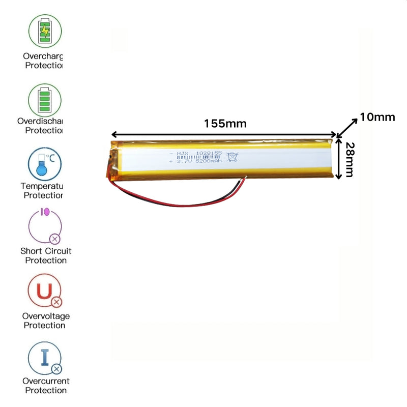 Load image into Gallery viewer, [PH2.0-JST Connector][1028155] Universal 5200mAh 3.7V Rechargeable Li-Ion Lithium Polymer Battery - Polar Tech Australia
