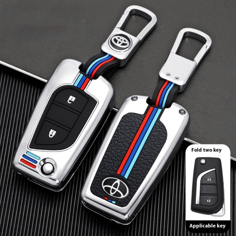 Load image into Gallery viewer, Toyota Foldable Style Metal Shell &amp; Soft Silicone Full Protection Car Key Fob Case Cover For Camry RAV4 Highlander Avalon C-HR Prius Corolla - Polar Tech Australia
