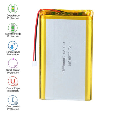 [PH2.0-JST Connector][1160100] Universal 10000mAh 3.7V Rechargeable Li-Ion Lithium Polymer Battery - Polar Tech Australia