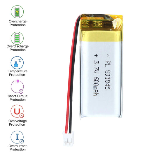 [PH2.0-JST Connector][801845] Universal 600mAh 3.7V Rechargeable Li-Ion Lithium Polymer Battery - Polar Tech Australia