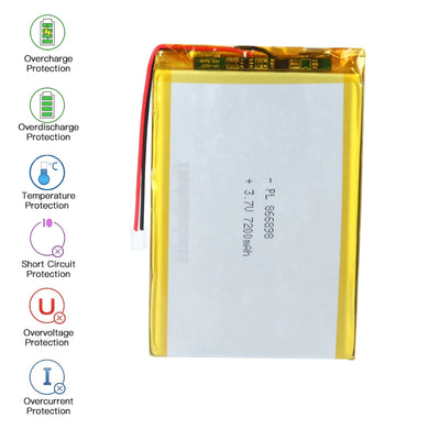 [PH2.0-JST Connector][866898] Universal 7200mAh 3.7V Rechargeable Li-Ion Lithium Polymer Battery - Polar Tech Australia