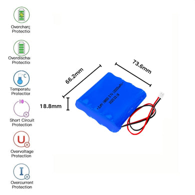 [PH2.0-JST Connector][18650] Universal 12000mAh 3.7V Rechargeable Li-Ion Lithium Polymer Battery - Polar Tech Australia