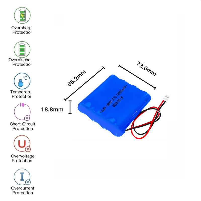 Load image into Gallery viewer, [PH2.0-JST Connector][18650] Universal 12000mAh 3.7V Rechargeable Li-Ion Lithium Polymer Battery - Polar Tech Australia
