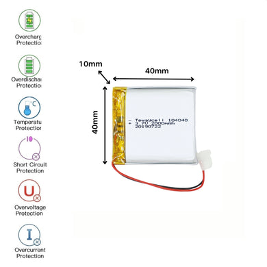 [PH2.0-JST Connector][104040] Universal 2000mAh 3.7V Rechargeable Li-Ion Lithium Polymer Battery - Polar Tech Australia