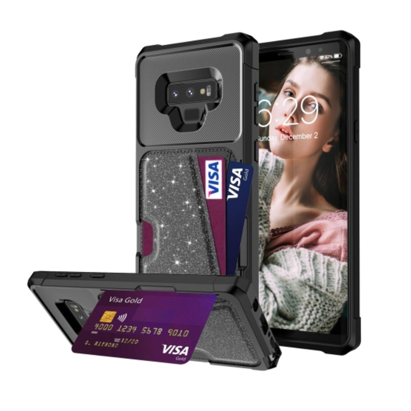 Cargue la imagen en el visor de la galería, Samsung Galaxy Note 9 (SM-N960) - Glitter Magnetic Card Bag Phone Case
