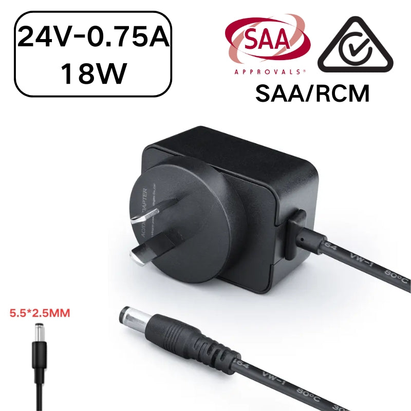 Chargez l&#39;image dans la visionneuse de la galerie, [SAA/RCM][24V][5.5x2.5 &amp; 5.5x2.1] Universal Computer/Monitor/LED Strip/Light Module/Speaker/CCTV/Router/Camera - Power Supply Adapter Wall Charger
