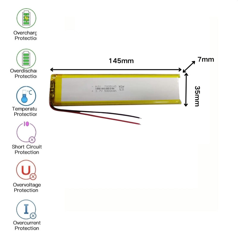 Load image into Gallery viewer, [PH2.0-JST Connector][7035145] Universal 5000mAh 3.7V Rechargeable Li-Ion Lithium Polymer Battery - Polar Tech Australia
