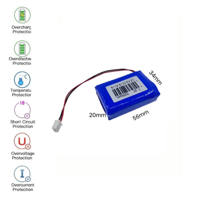 [PH2.0-JST Connector][203454] Universal 2000mAh 7.4V Rechargeable Li-Ion Lithium Polymer Battery - Polar Tech Australia