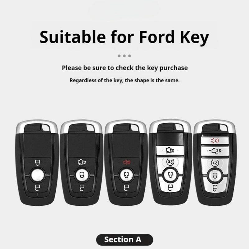 Load image into Gallery viewer, Ford Alloy + Leather Protection Car Key Fob Case Cover For Ranger, Wildtrak, Everest, Explorer, Ecosport, Edge, Escape, Focus, Fiesta, Mustang
