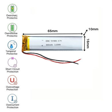 [PH2.0-JST Connector][101665] Universal 900mAh 3.7V Rechargeable Li-Ion Lithium Polymer Battery - Polar Tech Australia