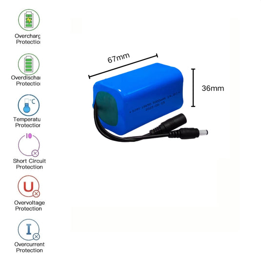 [DC Connector][18650] Universal 3000mAh 14.8V Rechargeable Li-Ion Lithium Polymer Battery - Polar Tech Australia