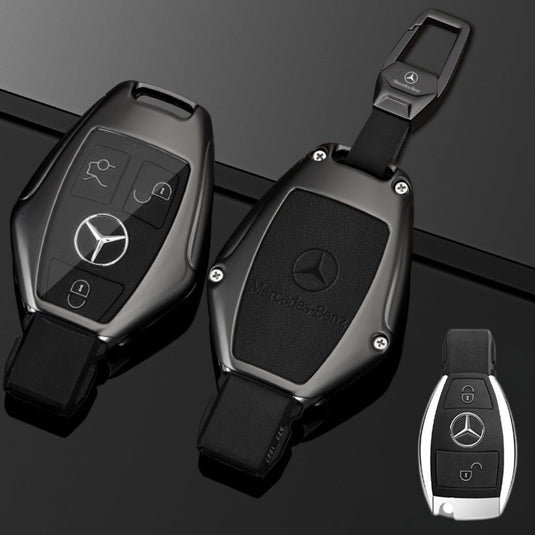 Mercedes Benz Alloy + Leather Protection Car Key Fob Case Cover For Benz A, B, C, E, S, G-Class, GLA, GLB, GLC, GLE, GLS, CLA, CLS, EQC - Polar Tech Australia