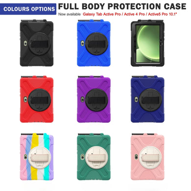 Samsung Galaxy Tab Active Pro / Active 4 Pro / Active 5 Pro Series - Heavy Duty 360 Degree Rotate Stand Hand Strap Case With Shoulder Strap - Polar Tech Australia