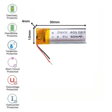 [PH2.0-JST Connector][401030] Universal 90mAh 3.7V Rechargeable Li-Ion Lithium Polymer Battery - Polar Tech Australia