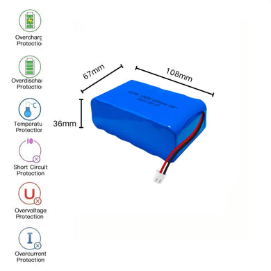 [PH2.0-JST Connector][18650] Universal 6000mAh 24V Rechargeable Li-Ion Lithium Polymer Battery - Polar Tech Australia
